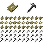 60 PCS Car Screw Tabs,U Type Body Panel Screw Clips,Undertray Screws,Auto Body Fender Screws