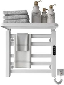Radiador de Toallas, 500x500mm Secador de Toallas Radiador, Toallero Eléctrico Bajo Consumo, Toallero eléctrico inteligente Calienta Toallas, calefacción de fibra de carbono, antracita-White Right