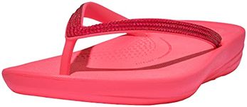 Fitflop Women's IQUSHION Sparkle Flat Sandal, Pop Pink, 4 UK