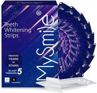 MySmile Advanced Teeth Whitening Strips - Non-Sensitive Formulated 5X Plus Whitening Results, Safe for Enamel - 10 Whitening Strips Dental Stain Remover for Whiter Smile - Removes Years of Stains