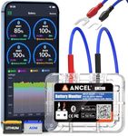 ANCEL BM200Blue Car Battery Monitor Bluetooth 12V Leisure Battery Tester Auto Battery Load Tester with Cranking Charging Test Alarm Record Voltage History Voltmeter for Car/RV/Motorcycle/Truck/Boat