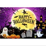 Leowefowa 8x6ft Halloween Backdrop for Kids Horror Moon Night Scary Cemetery Pumpkin Haunted House Photography Background Halloween Carnival Supplies Party Decortion Banner Studio Props