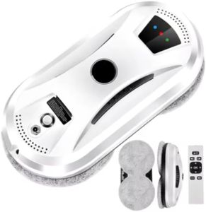 Générique Robot Nettoyeur de Vitres Automatique, Robot Laveur de vitres, 5600 Pa, avec Télécommande, Navigation Intelligente, Détection des Bords, 10 Lingettes Lavables
