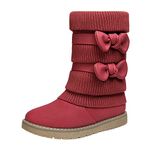 DREAM PAIRS Little Girl's Winter Snow Boots Faux Fur Lined Mid Calf Shoes Klove Red Size 11 M US Little Kid