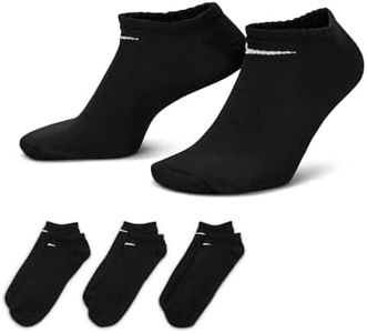 NIKE Men's Everyday Lightweight No show Socks 3 Pairs , Black/White, S UK