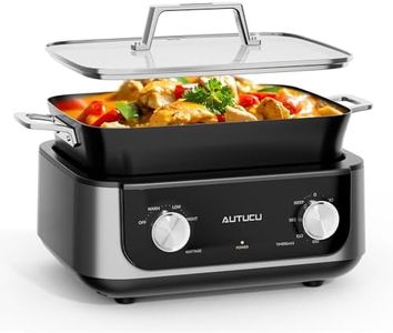 AUTUCU N61NA 7-Quart Slow Cooker with PFOA-Free Nonstick Ceramic Coating, 3 Adjustable Heat Settings & Timer | Dishwasher Safe, Oven Safe Split-Design for Easy Cleaning | Slow Cooker