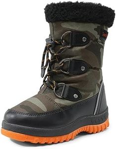DREAM PAIRS Boys Snow Boots Camouflage Slip Resistant Faux Fur Lined Winter Shoes for Little/Big Kid,Size 2 Little Kid,Camo/Orange,SDSB2228K
