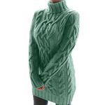 Turtle Neck Long Jumpers Dresses for Women Oversized Cable Knit Jumper Dress Women's Jumper Knitted Sweater Dress Turtle Neck Long Sleeve Pullover Midi Dress Fall Winter Pullover Jumpers(White,XL)