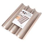 Baguette Pans for Baking 15" x 11", Carbon Steel 3 Loaf Nonstick Baguette Baking Tray for French & Italian Perforated French Bread Pan