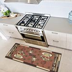 Ottomanson Sara's Kitchen Coffee Cups Design Mat Runner Rug with Rubber Backing, 50 cm x 150 cm, Dark Orange