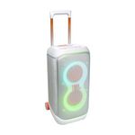 JBL Partybox 320, Portable Bluetooth 240W Party Speaker, AI Sound Boost, Futuristic Light Show, Multispeaker Connection by Auracast, Telescopic Handle & Wheels, Dual Guitar & Mic Inputs (White)