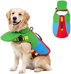 Front Float Dog Life Jacket with Chin Support & Rescue Handle，Red：XX-Large