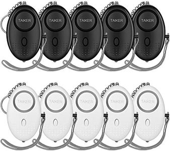 Personal Alarm for Women, 10 Packs 140DB Emergency Self-Defense Security Alarm Keychain with LED Light for Women Kids and Elders (Black & White)