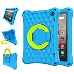 Fire HD 8 Case (2022/2020 Release,12/10th Generation) for New Fire HD 8 Light EVA 360 Turn Handle Folding Rack Cover(Blue)