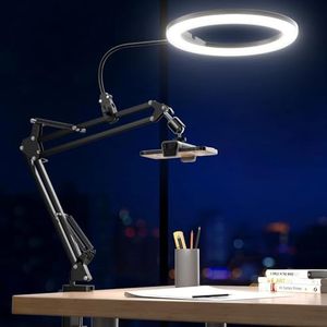 Sensyne 10" Ring Light with Overhead Phone Mount, LED Selfie Light with Stand and Phone Holder, Desk Light for iPhone, Desk Tripod for Video Recording, YouTube, TikTok, Live Stream, Cooking, Vlog