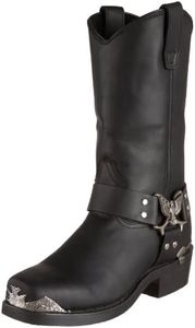 Dingo Mens Chopper Square Toe Boots Mid Calf - Black, Black, 10.5