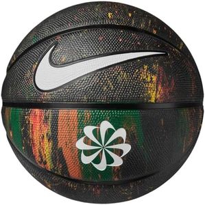 Nike Everyday Playground 8P Next Nature Deflated Rubber Basketball Size 7, Durable Grip Outdoor, Multi/Black/Black/White