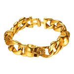 U7 Boys Cool Bangle Gold Chain Skull Bracelet Gothic Pendant Jewellery