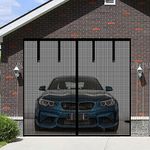 Magnetic Garage Screen Door for 1 Car Garage Doors 9x7FT- Reinforced Self Sealing Fiberglass Mesh Door with 4 Strapping Tapes, High Energy Magnets, Hands Free Door Screen with Closure Weighted Bottom