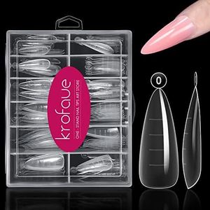 Dual Forms Krofaue Poly Extension Gel - 120pcs Nail Forms with 12 Sizes - Stiletto False Nail Molds - Lady Almond Style - Full Cover Builder Gel - DIY at Home
