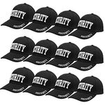 Wholesale 12-Pack Security Hat Baseball Cap - Gold or White Embroidery Security Front, Bill & Back - Adjustable Size - White