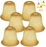 Pangda Glass Shade Chandelier Shade Cracks Glass Shade Replacement Light Covers Glass Shades Bell Shaped Chandelier Shades for Vanity Pendant Lighting Base E26 Socket(Amber, 6 Pcs)