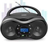 Portable CD Player Boombox, FM Radio Boombox with Bluetooth5.1, USB Input, 3.5mm Aux Input, Headphone Jack, CD/CD-R/CD-RW Compatible, AC DC Powered, Clear Stereo Sound for Kids Elderly Home (Black)