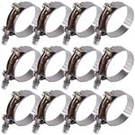 Glarks 12Pcs 57-65mm Stainless Steel T-Bolt Hose Clamps Turbo Intake Soft Hose Intercooler Clamps