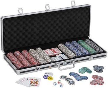 Fat Cat Bling 13.5 Gram Texas Hold 'em Clay Poker Chip Set with Aluminum Case, 500 Striped Dice Chips