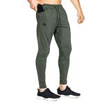 BROKIG Mens Lightweight Gym Jogger Pants,Men's Workout Sweatpants with Zip Pocket(Army Green, Medium)