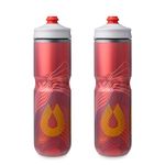 HydraPak Polar Surge Insulated Bike Water Bottle 2-Pack - High Flow, Cycling & Sports Squeeze Bottle (Red, 700ml / 24oz)