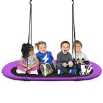 KOTEK 60” Waterproof Platform Tree Swing Set for Kids, 150 cm Outdoor Saucer Swing for Backyard, 700 lbs Weight Capacity, Steel Frame, Adjustable Height, Easy Setup for Adults & Kids (Purple)