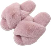 Evshine Women's Fuzzy Slippers Cros