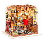 RoWood DIY Miniature Doll House Kit Library, Wooden Dollhouse Model Building Kits, Craft Kits Gifts for Adults and Teens for Christmas