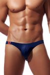 Newsywell Men's Pouch Panties Micro Bikini Briefs Ice Silk Low Rise Underwear Navy Blue XXL