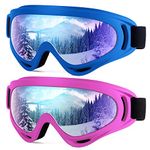 2-Pack Kids Ski Goggles, Snowboard Goggles for Adult Youth Teens Boys & Girls, Winter Snow Sports Goggles