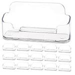 16pcs Plastic Business Card Holder, 3.8x1.4x1.8" (L x W x H) Clear Business Card Holder Stand Acrylic Business Card Holder for Desktop Office Front Desk Display for Placing 40-50 Business Cards