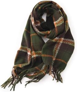 PCIQUTE Women's Faux Cashmere Plaid Scarf - Ultra Soft, Warm Winter Wrap with Classic Checkered for Ideal Christmas Gift (Plaid, Dark Green)