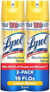 Lysol Disinfectant Spray, Household Cleaning Supplies, Disinfecting Multi-Purpose Room Spray, Antibacterial Sanitizer, Deodorizer, Kills Hantavirus, Lemon Breeze, 19 Fl Oz (Pack of 2)