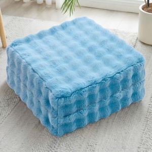 JKMAX 2 Pcs High Density Foam Floor Pillow - Upgraded Large Pillows Seating for Adults - Outdoor Floor Cushion with Soft Tufted Cover - Yoga Pillows for Sitting On Floor - 22 Inch Sky Blue