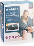 Minky Luxury Heated Throw Blanket - Luxury Fleece Blankets, 10 Heat Settings, Electric Throw, Machine Washable, Cosy Heated Blanket, Electric Blanket Double, 180cm x 135cm (Grey)