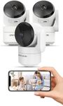 3 Packs Indoor Camera for Home, 2MP WiFi Security Camera for Baby Room/Apartment 360 Degree Monitor, Night Vision, 2 Way Audio,AI Detection,Memory Card/Cloud Storage,Google Home/Alexa Support