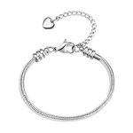 OutstandLong Women Snake Chain Bracelet Charm Bracelets Heart European for Bead Charms