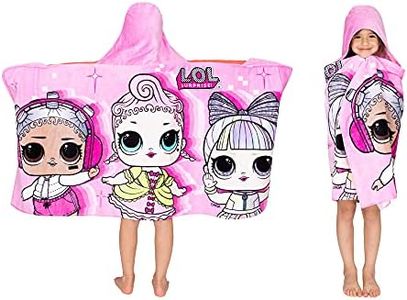 Franco Kids Bath and Beach Soft Cotton Terry Hooded Towel Wrap, 24 in x 50 in, LOL Surprise