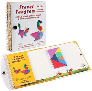 Coogam Magnetic Travel Tangram Puzzles Book Game Tangrams Jigsaw Shapes Dissection with Solution for Kid Adult Traveler Challenge IQ Educational Toy (360 Patterns)