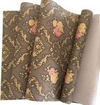 MyFun 11Yards Luxury Brown-Gold Floral Damask Wallpaper Peel and Stick, Vintage Removable Contact Wall Paper Decals for Living Room Furniture, 48.4 Square ft 32.8ft x17.7Inch