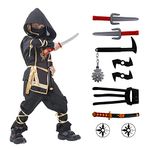 Ninja Halloween Costume for Boys with Included Accessories for Child Dress up Best Gifts (Golden Dragon, Large(7-9Y))