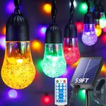 GCMacau Solar String Lights Garden, 59Ft 50LED Coloured Solar Crystal Balls Lights Outdoor Waterproof 8 Modes Remote Control for Garden, Patio, Yard, Home, Wedding, Christmas, Party (Multicolour)