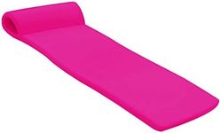 TRC Recreation Sunsation 1.75” Thick Vinyl Coated Foam Swimming Pool Float Mat Adult Lounger with Built-in Roll Pillow, Flamingo Pink