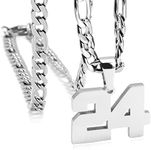 MIMITLTY Personalized Jersey Number Necklaces for Mens,Athletes Stainless Steel Sport Number Pendant Chain for Mens Baseball/Basketball/Football Team Inspiration Jewelry with Gifts, Stainless Steel,